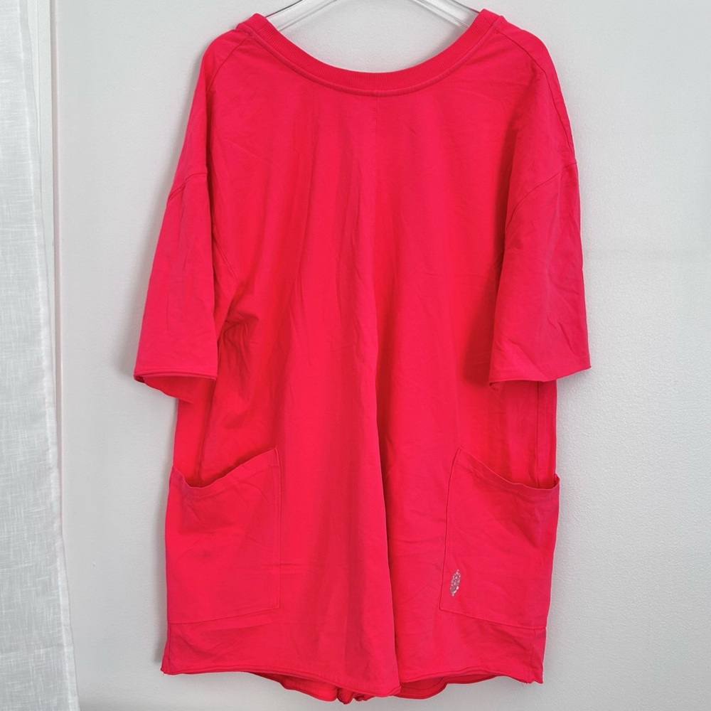 🍒(A239)NWOT Free People Hot Shot Tee Romper. Pink. Size: XS - Picture 2 of 9